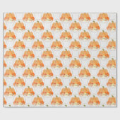 Oranje en witte pompoen in goudcirkels cadeaupapier (Vlak)