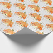 Oranje en witte pompoen in goudcirkels cadeaupapier (Hoek)
