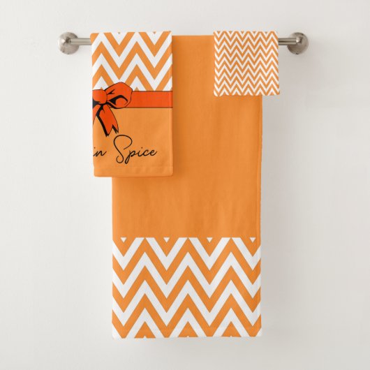 Oranje en witte pompoen spice Faux Bow, speciaal g Bad Handdoek (Insitu)