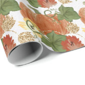 Oranje en witte pompoenen en wijnstokken cadeaupapier (Rol Hoek)