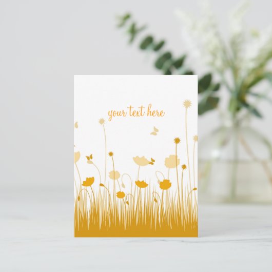 Oranje en Witte Poppies Meadow Script Briefkaart (Staand voorkant)