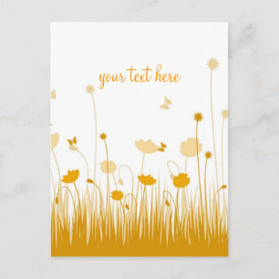 Oranje en Witte Poppies Meadow Script Briefkaart