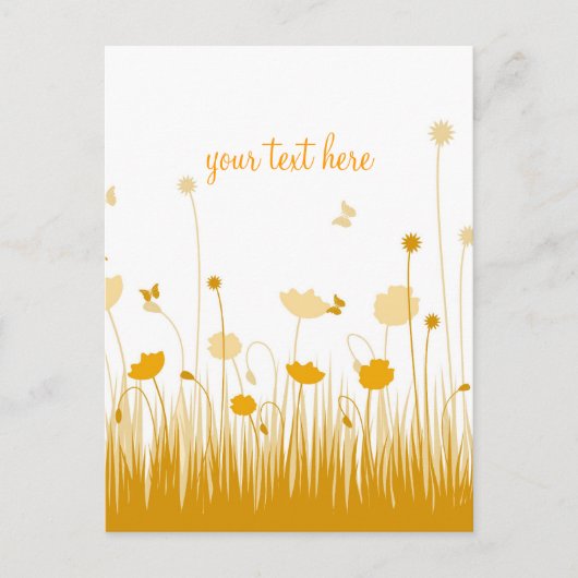 Oranje en Witte Poppies Meadow Script Briefkaart (Voorkant)