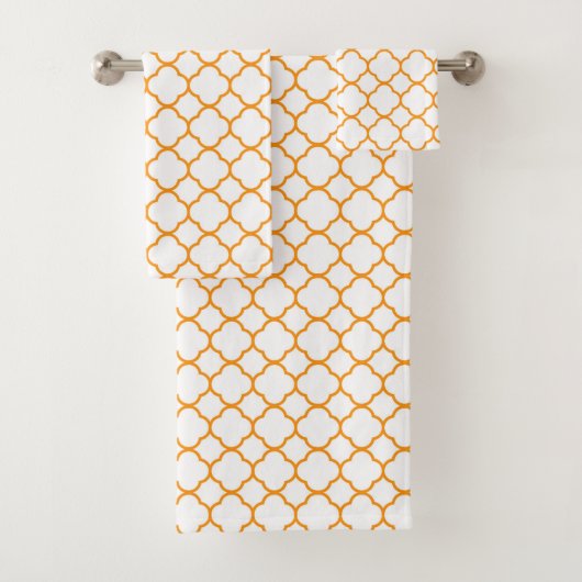 Oranje en witte quatrefoliesoorten bad handdoek (Insitu)