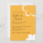 Oranje en Witte Retro Bloemen Bruiloft Kaart (Voorkant)