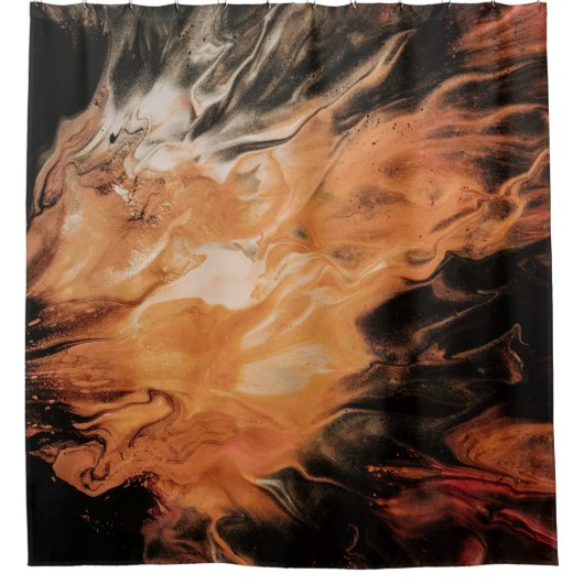 Oranje en witte rook douchegordijn (Voorkant)