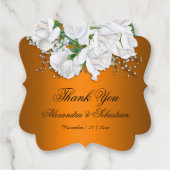 Oranje en Witte Rozen Bruiloft Bedankjes Labels (Voorkant)