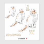 Oranje en witte schattige kat Stickers (Vel)