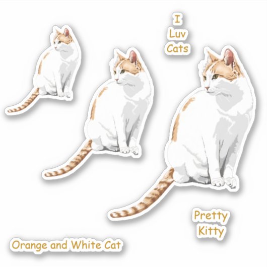Oranje en witte schattige kat Stickers (Voorkant)