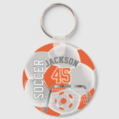 Oranje en witte ⚽ sleutelhanger (Voorkant)