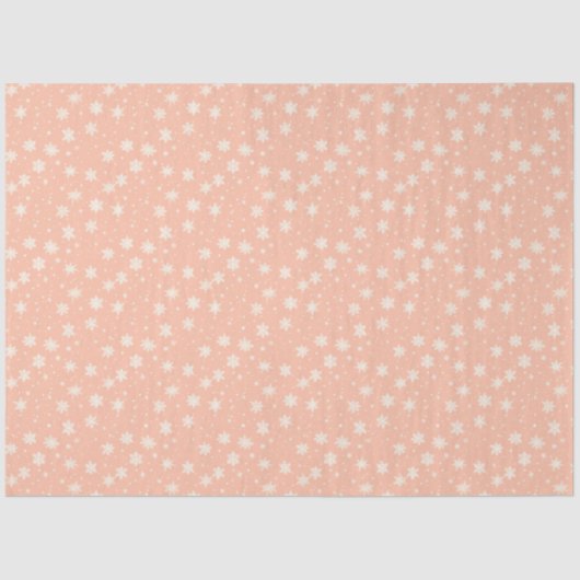 Oranje en witte sneeuwvlokken en kerststerren tissuepapier (Voorkant)