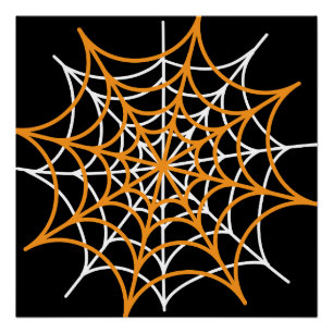 Oranje en witte spinnenweb perfect poster