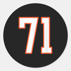 Oranje En Witte Srts Nummer 71 Jersey Uniforme Pla Ronde Sticker