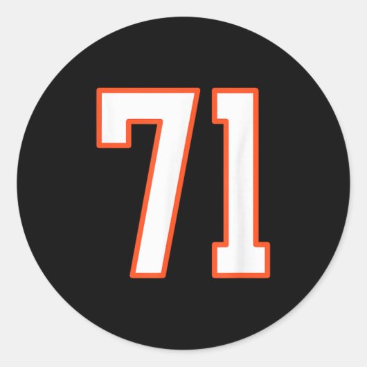 Oranje En Witte Srts Nummer 71 Jersey Uniforme Pla Ronde Sticker (Voorkant)