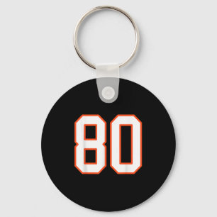 Oranje En Witte Srts Nummer 80 Jersey Uniforme Pla Sleutelhanger