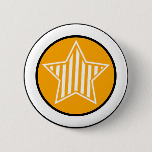 Oranje en witte ster Button