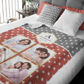 Oranje en witte sterren Patroonfotocollage Fleece Deken