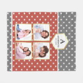 Oranje en witte sterren Patroonfotocollage Fleece Deken (Voorkant (Horizontaal))