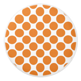 Oranje en witte Stippen Keramische Knop