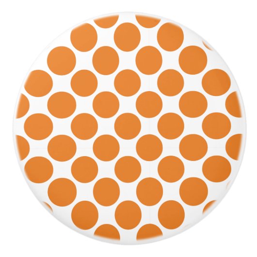 Oranje en witte Stippen Keramische Knop (Voorkant)