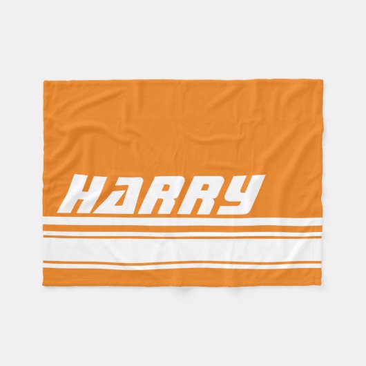 Oranje en witte streep fleece deken (Voorkant (Horizontaal))