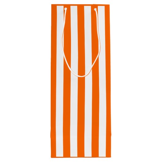 Oranje en witte streep wijn cadeautas (Achterkant)
