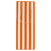 Oranje en witte streep wijn cadeautas (Voorkant)
