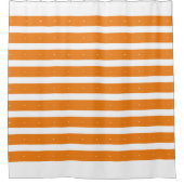 Oranje en witte strepen douchegordijn (Voorkant)