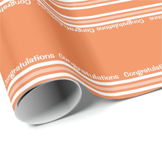 Oranje en witte strepen gefeliciteerd cadeaupapier (Rol Hoek)