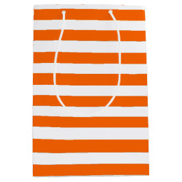 Oranje en witte strepen medium cadeauzakje