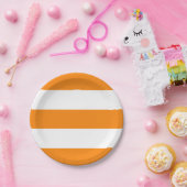 Oranje en witte strepen patroon Halloween Papieren Bordje (Feest)