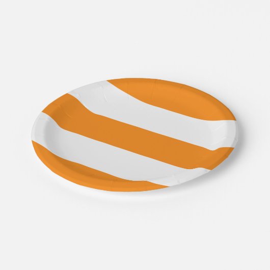 Oranje en witte strepen patroon Halloween Papieren Bordje (Gekanteld)