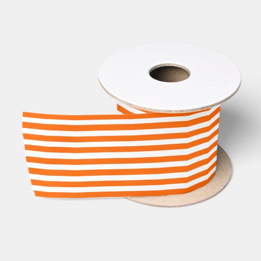 Oranje en witte strepen satijnen lint (Spoel)