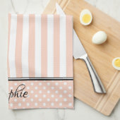 Oranje en witte strepen Stippen Theedoek (Quarter Fold)