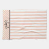 Oranje en witte strepen Stippen Theedoek (Horizontaal)