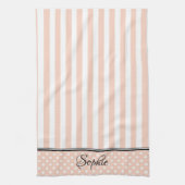 Oranje en witte strepen Stippen Theedoek (Verticaal)