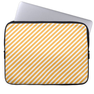 Oranje en witte, stripte laptophoes laptop sleeve