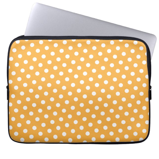 Oranje en witte stuiver voor pooldop laptop sleeve (Voorkant)