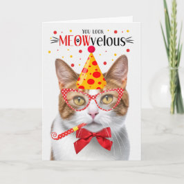 Oranje en witte Tabby Cat MEOWvelous Verjaardag Kaart