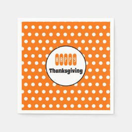 Oranje en witte Thanksgiving met polka stippen Servet