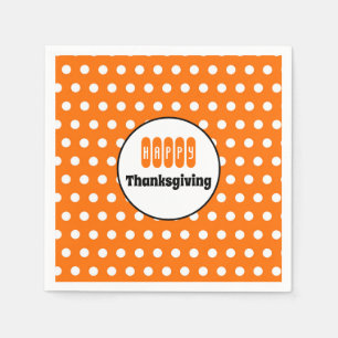 Oranje en witte Thanksgiving met polka stippen Servet
