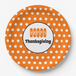 Oranje en witte Thanksgiving met polkadots Papieren Bordje