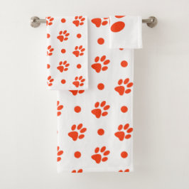 Oranje en witte verfdrukken en pooldots bad handdoek
