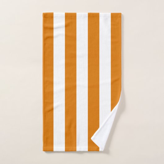 Oranje en witte verticale strepen bad handdoek (Handdoek)