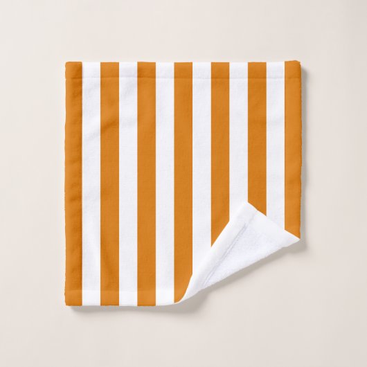 Oranje en witte verticale strepen bad handdoek (Wasdoekje)