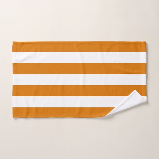 Oranje en witte verticale strepen bad handdoek (Handdoek)