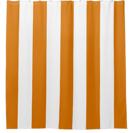 Oranje en witte verticale strepen douchegordijn (Voorkant)