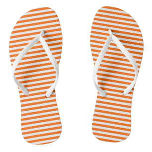 Oranje en witte vintage dunne strepen teenslippers
