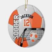 Oranje en witte voetbal keramisch ornament (Links)