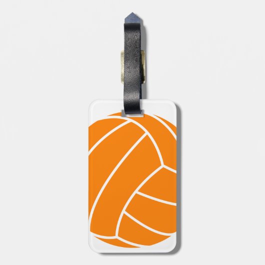 Oranje en witte volleybal bagagelabel (Achterkant verticaal)